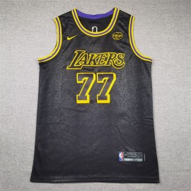 Camiseta Luka Doncic #77 Los Angeles Lakers Negro con Estampado de Serpiente