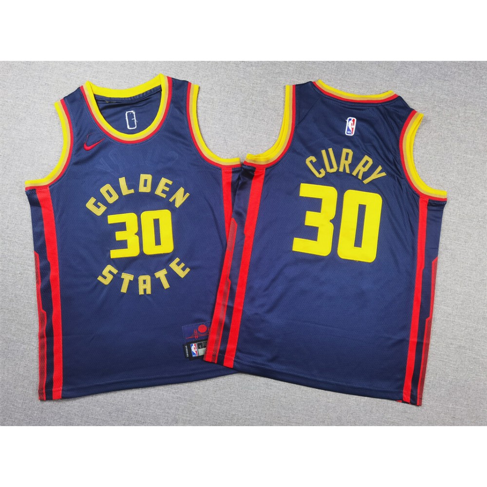 Camiseta Stephen Curry #30 Golden State Warriors 2025 Azul Marino City Edition Niño