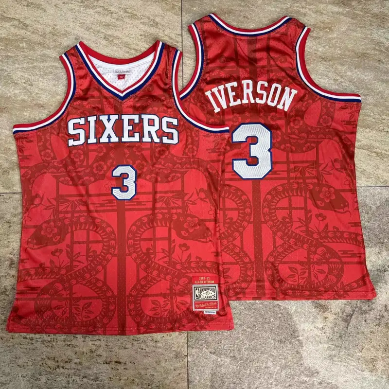Camiseta Allen Iverson #3 Philadelphia 76ers Rojo Snake Limited Edition