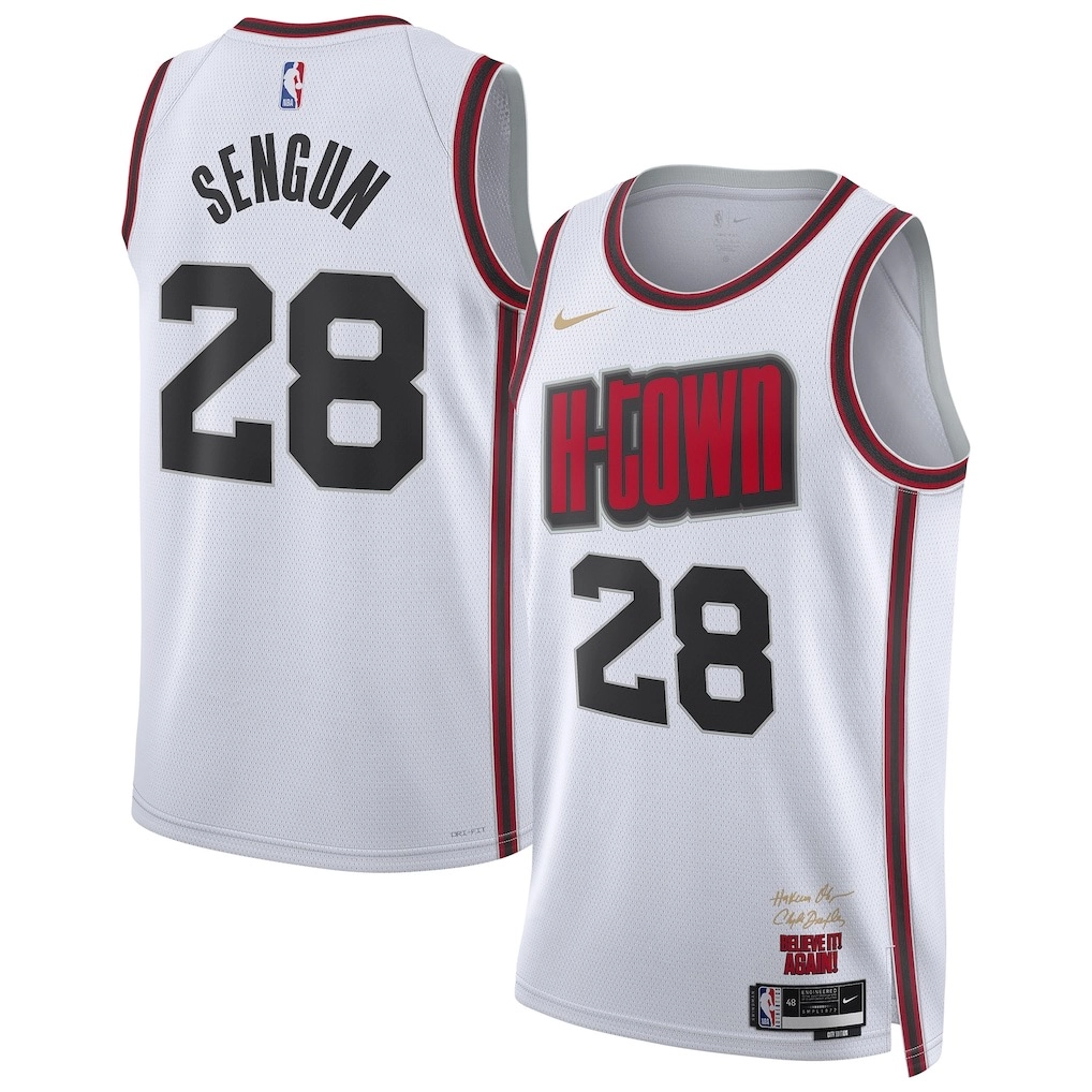 Camiseta Alperen Sengun #28 Houston Rockets 2025 Blanco City Edition Camiseta Alperen Sengun #28 Houston Rockets 2025 Blanco City Edition