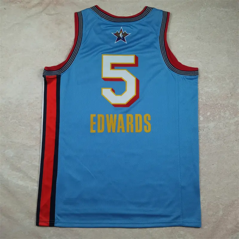 Camiseta Anthony Edwards #5 All-Star 2025 Azul Claro Camiseta Anthony Edwards #5 All-Star 2025 Azul Claro