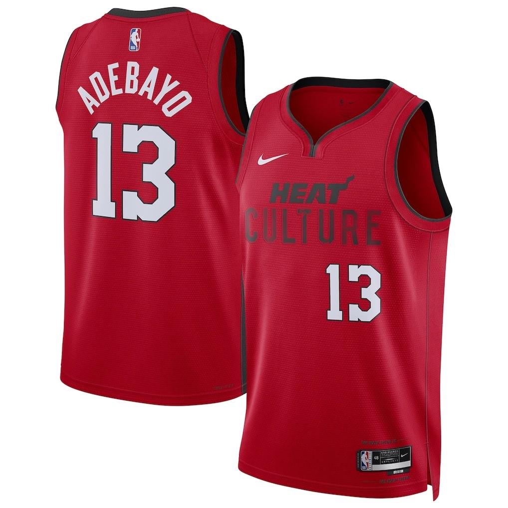 Camiseta Bam Adebayo #13 Miami Heat 2025 Rojo City Edition Camiseta Bam Adebayo #13 Miami Heat 2025 Rojo City Edition