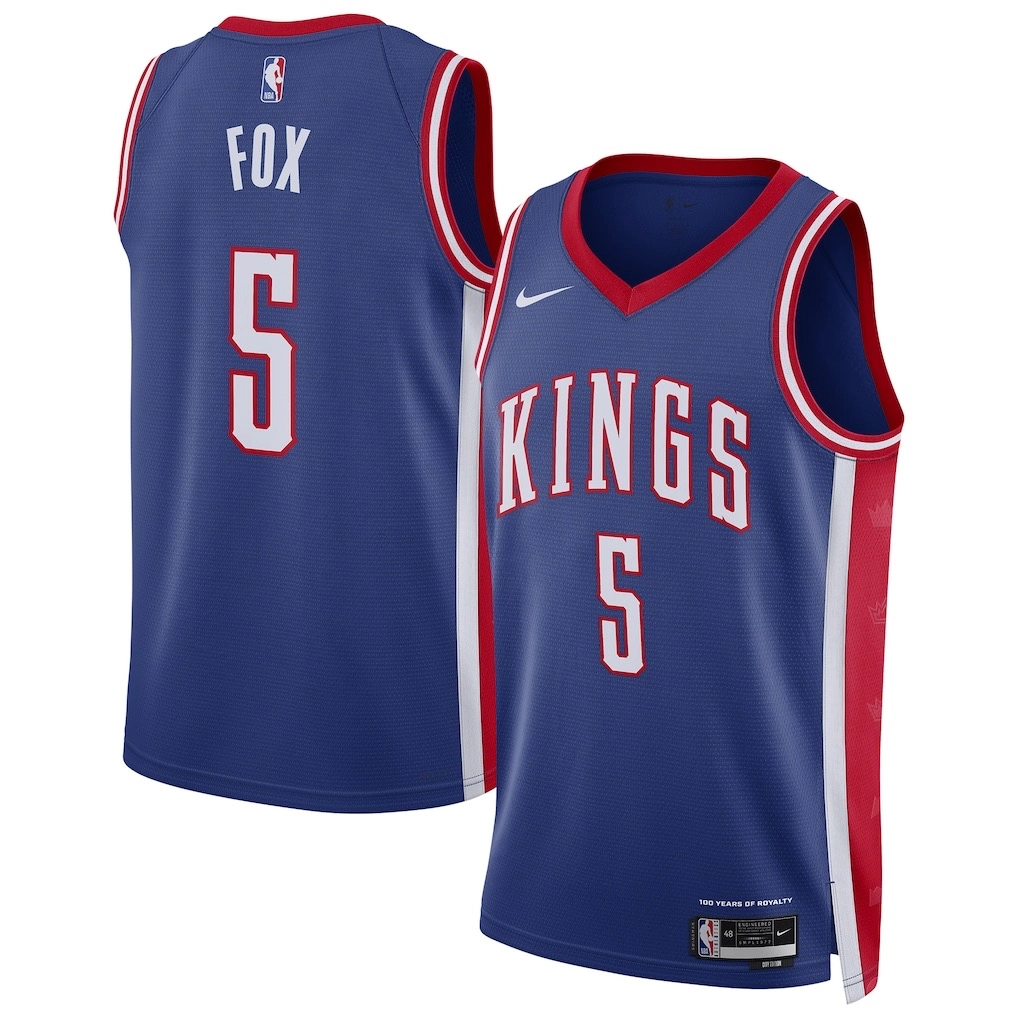 Camiseta De′Aaron Fox #5 Sacramento Kings 2025 Azul City Edition