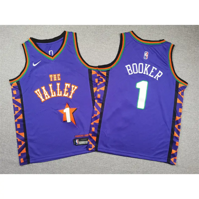 Camiseta Devin Booker #1 Phoenix Suns 2025 City Edition Morado Niño