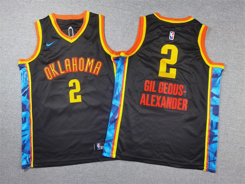 Camiseta Shai Gilgeous-Alexander #2 Oklahoma City Thunder 2025 City Edition Negro Niño