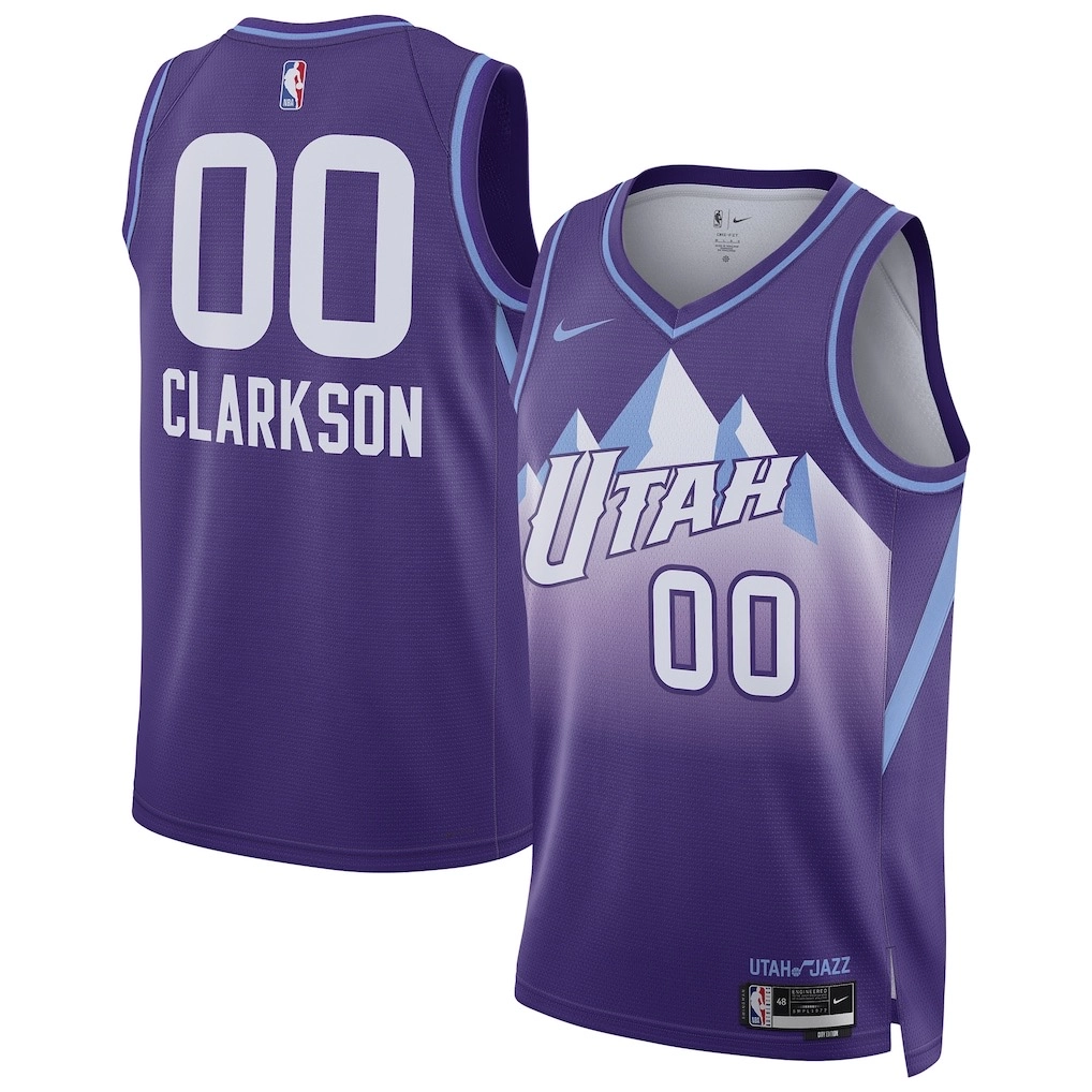 Camiseta Jordan Clarkson #00 Utah Jazz 2025 Púrpura City Edition Camiseta Jordan Clarkson #00 Utah Jazz 2025 Púrpura City Edition