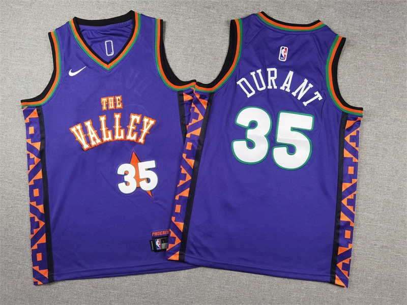 Camiseta Kevin Durant #35 Phoenix Suns 2025 City Edition Púrpura Niño Camiseta Kevin Durant #35 Phoenix Suns 2025 City Edition Púrpura Niño
