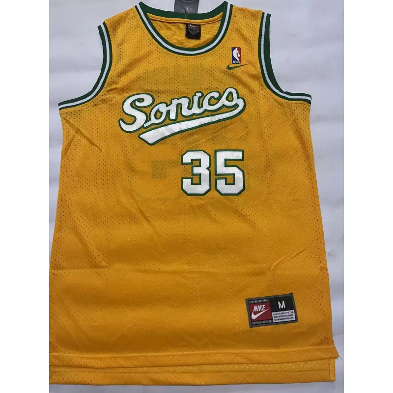 Camiseta Kevin Durant #35 Seattle Super Sonics Amarillo Edición Clasico