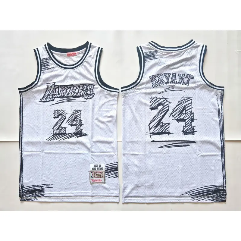 Camiseta Kobe Bryant #24 Los Angeles Lakers Bosquejo Blanco