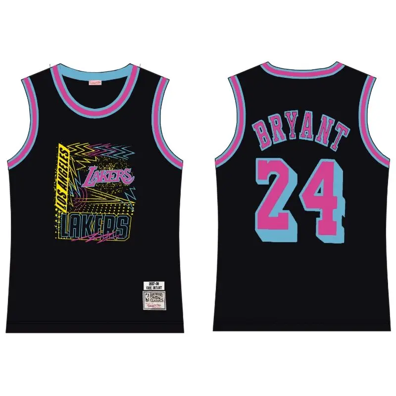 Camiseta Kobe Bryant #24 Los Angeles Lakers Negro/Rosa