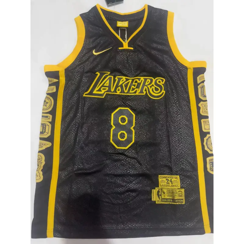 Camiseta Kobe Bryant #8 & #24 Los Angeles Lakers Negro Con Estampado De Serpiente Niño