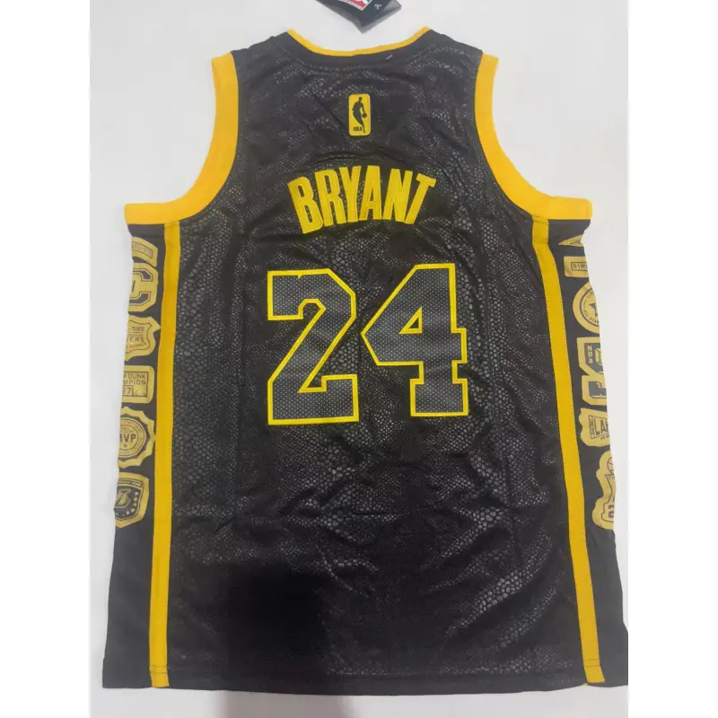 Camiseta Kobe Bryant #8 & #24 Los Angeles Lakers Negro Con Estampado De Serpiente Niño