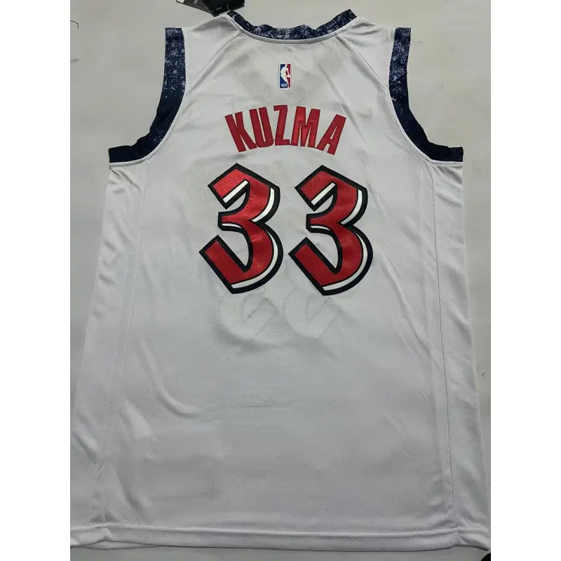 Camiseta Kyle Kuzma #33 Washington Wizards 2025 Blanco City Edition Camiseta Kyle Kuzma #33 Washington Wizards 2025 Blanco City Edition