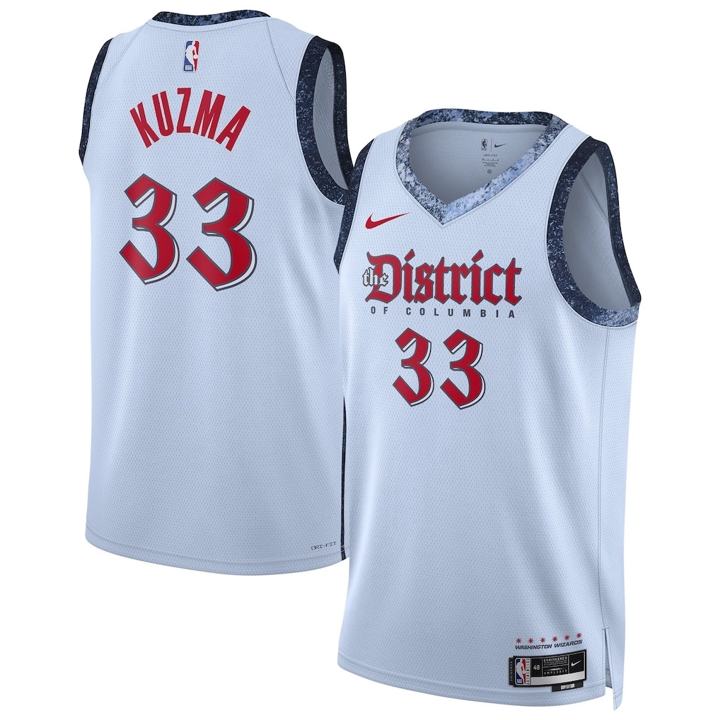 Camiseta Kyle Kuzma #33 Washington Wizards 2025 Gris Claro City Edition