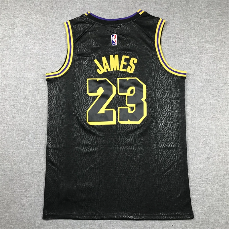 Camiseta LeBron James #23 Los Angeles Lakers Negro con Estampado de Serpiente Camiseta LeBron James #23 Los Angeles Lakers Negro con Estampado de Serpiente