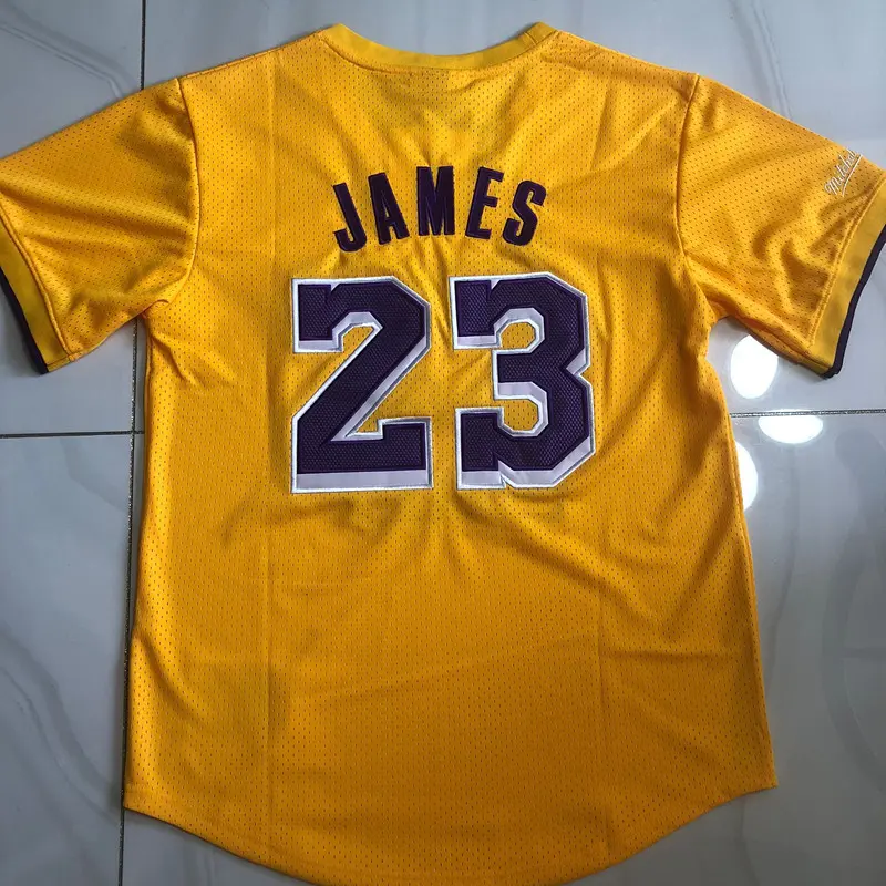 Camiseta LeBron James #23 Los Angeles Lakers Retro Amarillo Camiseta LeBron James #23 Los Angeles Lakers Retro Amarillo