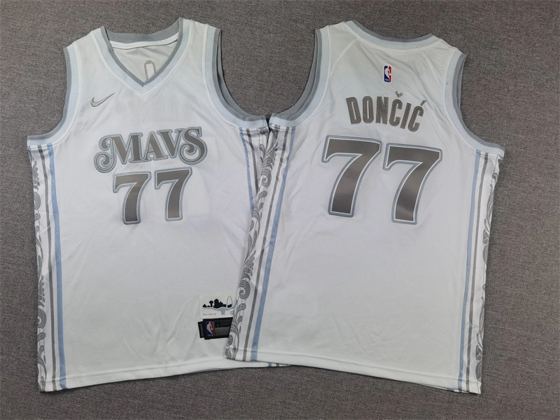 Camiseta Luka Dončić #77 Dallas Mavericks 2025 City Edition Blanco Niño Camiseta Luka Dončić #77 Dallas Mavericks 2025 City Edition Blanco Niño
