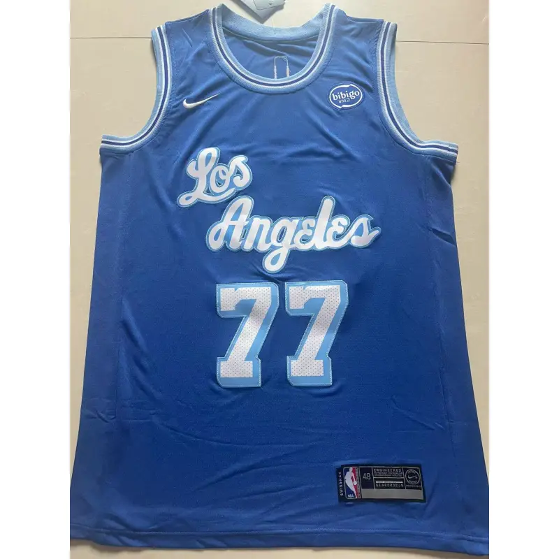 Camiseta Luka Dončić #77 Los Angeles Lakers Azul Marino