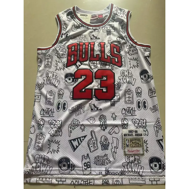 Camiseta Michael Jordan #23 Chicago Bulls Blanco Estampado Classic Edition