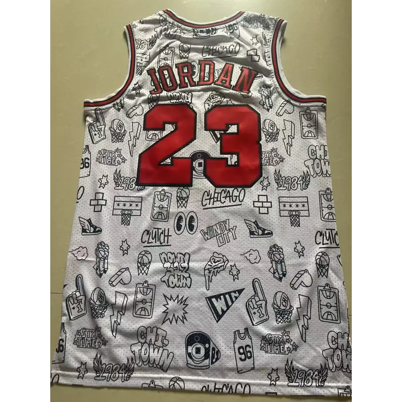 Camiseta Michael Jordan #23 Chicago Bulls Blanco Estampado Classic Edition Camiseta Michael Jordan #23 Chicago Bulls Blanco Estampado Classic Edition