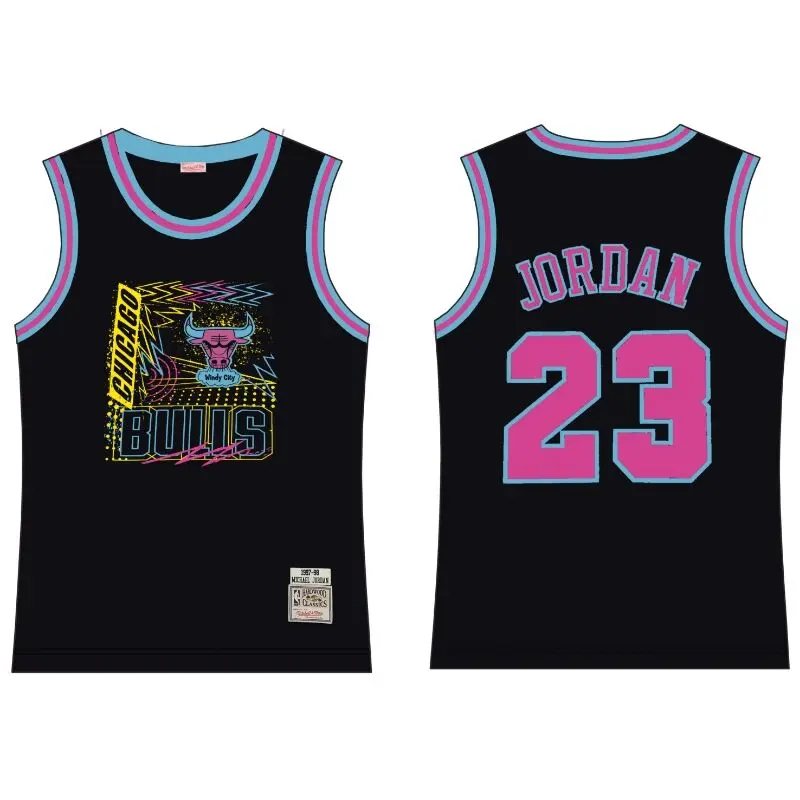Camiseta Michael Jordan #23 Chicago Bulls Negro/Rosa