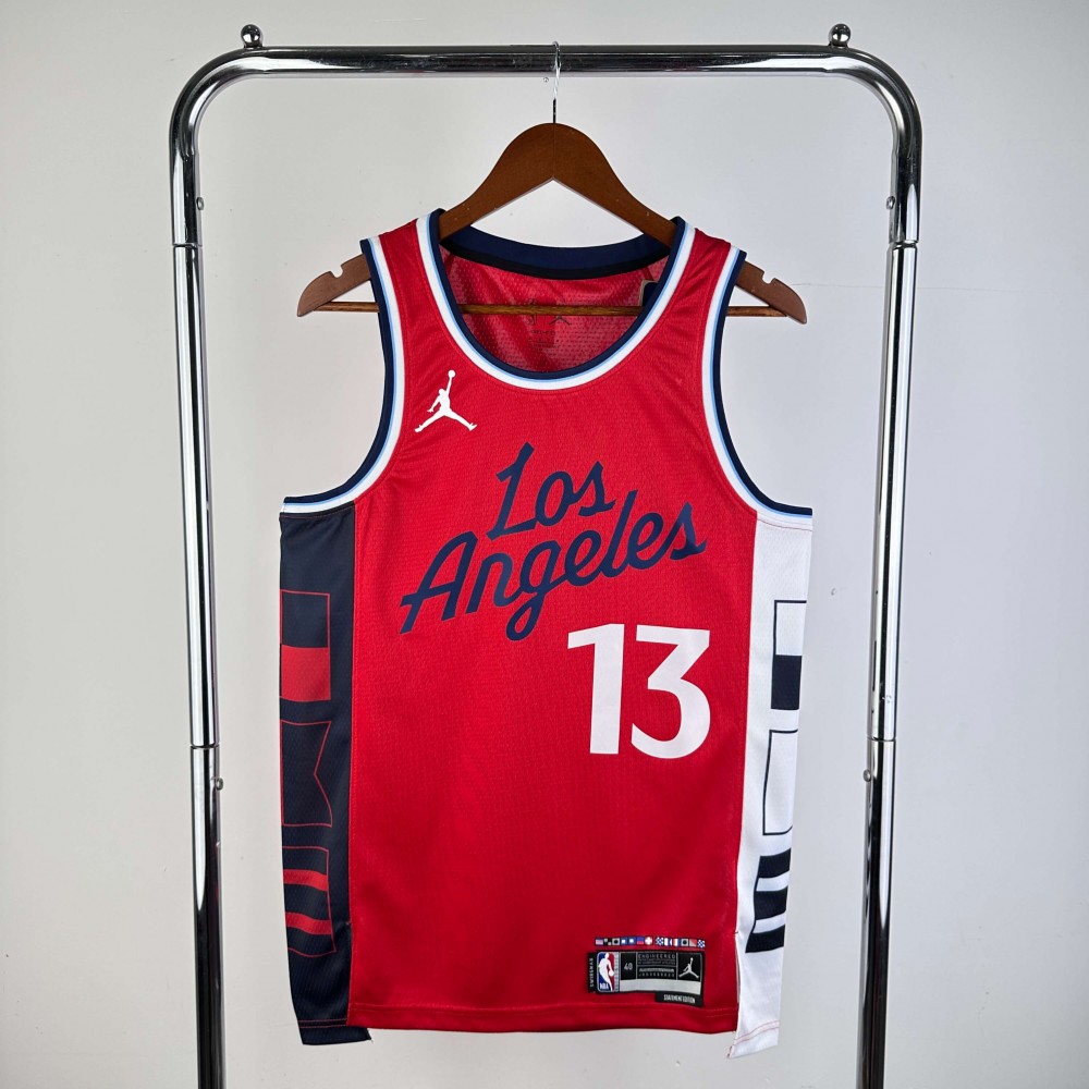 Camiseta Paul George #13 Los Angeles Clippers 2025 Statement Edition Rojo Camiseta Paul George #13 Los Angeles Clippers 2025 Statement Edition Rojo
