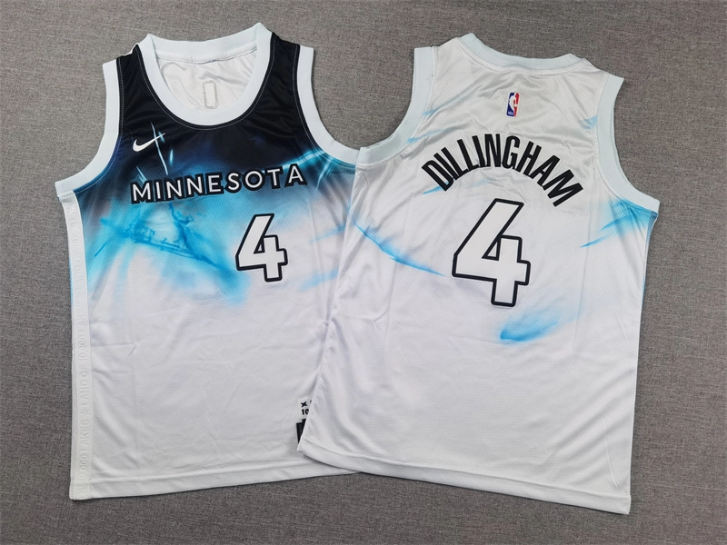 Camiseta Rob Dillingham #4 Minnesota Timberwolves 2025 City Edition Blanco Niño