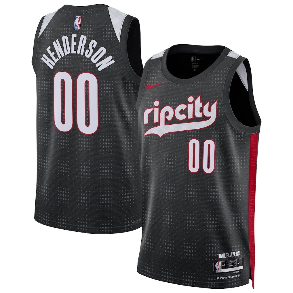 Camiseta Scoot Henderson #00 Portland Trail Blazers 2025 Negro City Edition