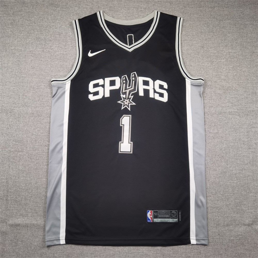 Camiseta Victor Wembanyama #1 San Antonio Spurs Negro Camiseta Victor Wembanyama #1 San Antonio Spurs Negro
