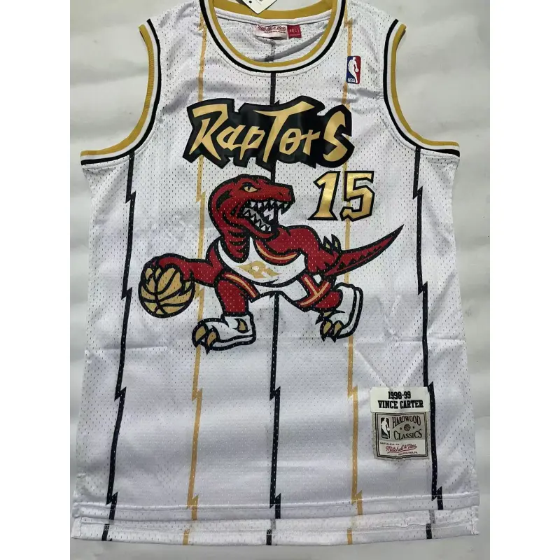 Camiseta Vince Carter #15 Toronto Raptors Blanco/Gold Camiseta Vince Carter #15 Toronto Raptors Blanco/Gold
