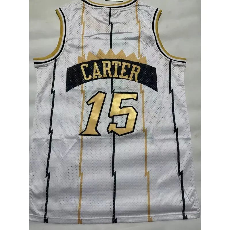 Camiseta Vince Carter #15 Toronto Raptors Blanco/Gold Camiseta Vince Carter #15 Toronto Raptors Blanco/Gold