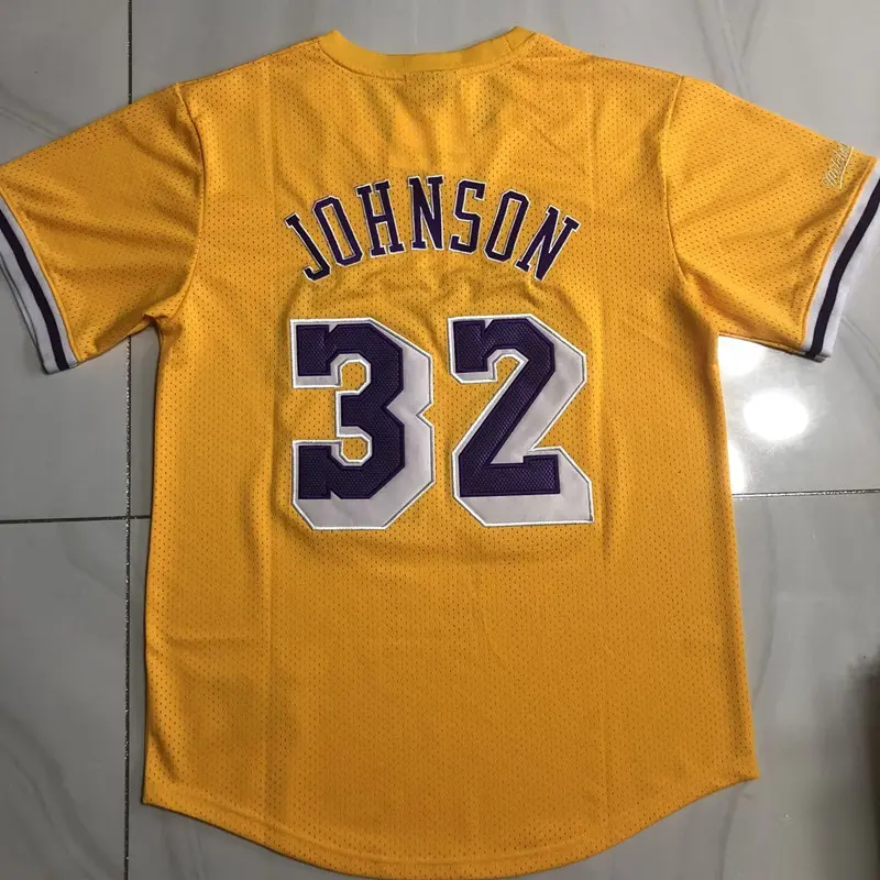 Camiseta Magic Johnson #32 Los Angeles Lakers Amarillo Manga Corta Camiseta Magic Johnson #32 Los Angeles Lakers Amarillo Manga Corta
