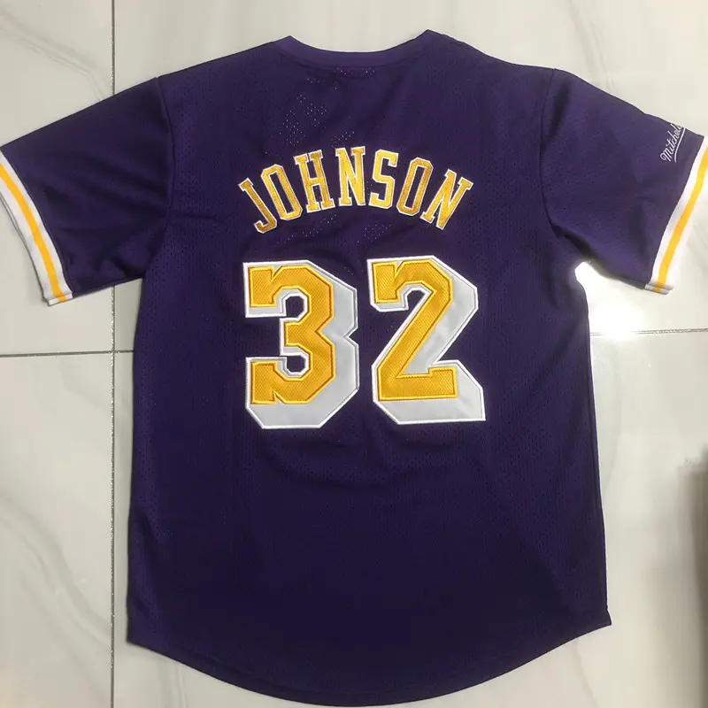 Camiseta Magic Johnson #32 Los Angeles Lakers Púrpura Manga Corta Camiseta Magic Johnson #32 Los Angeles Lakers Púrpura Manga Corta