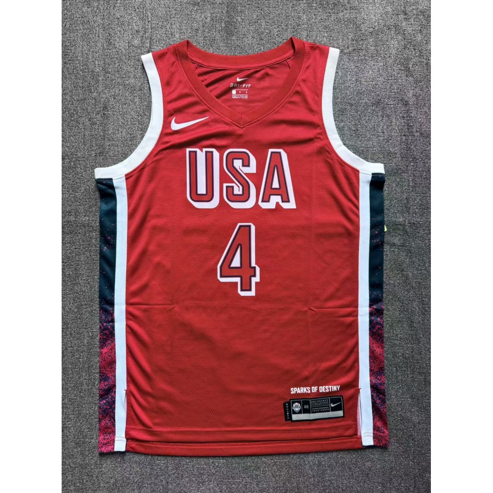 Camiseta Stephen Curry #4 USA Dream Team 2024 Edición Olímpica París Rojo Camiseta Stephen Curry #4 USA Dream Team 2024 Edición Olímpica París Rojo