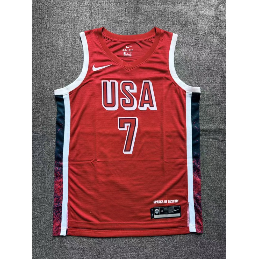 Camiseta Kevin Durant #7 USA Dream Team 2024 Edición Olímpica París Rojo Camiseta Kevin Durant #7 USA Dream Team 2024 Edición Olímpica París Rojo