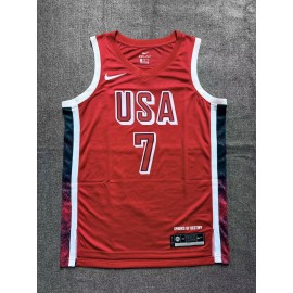 Camiseta Kevin Durant #7 USA Dream Team 2024 Edición Olímpica París Rojo