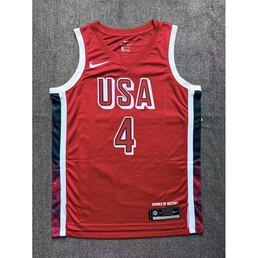 Camiseta Stephen Curry #4 USA Dream Team 2024 Edición Olímpica París Rojo