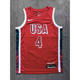 Camiseta Stephen Curry #4 USA Dream Team 2024 Edición Olímpica París Rojo