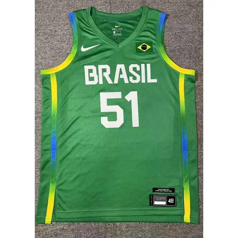 Camiseta Bruno Caboclo #51 Brasil 2024 Edición Olímpica París Verde