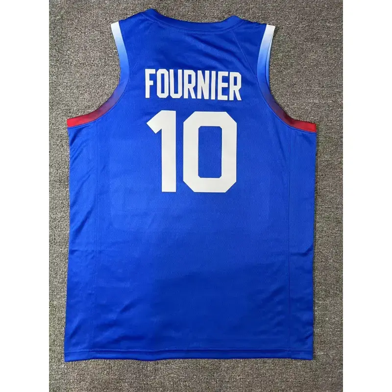 Camiseta Evan Mehdi Fournier #10 France 2024 Edición Olímpica París Azul Camiseta Evan Mehdi Fournier #10 France 2024 Edición Olímpica París Azul
