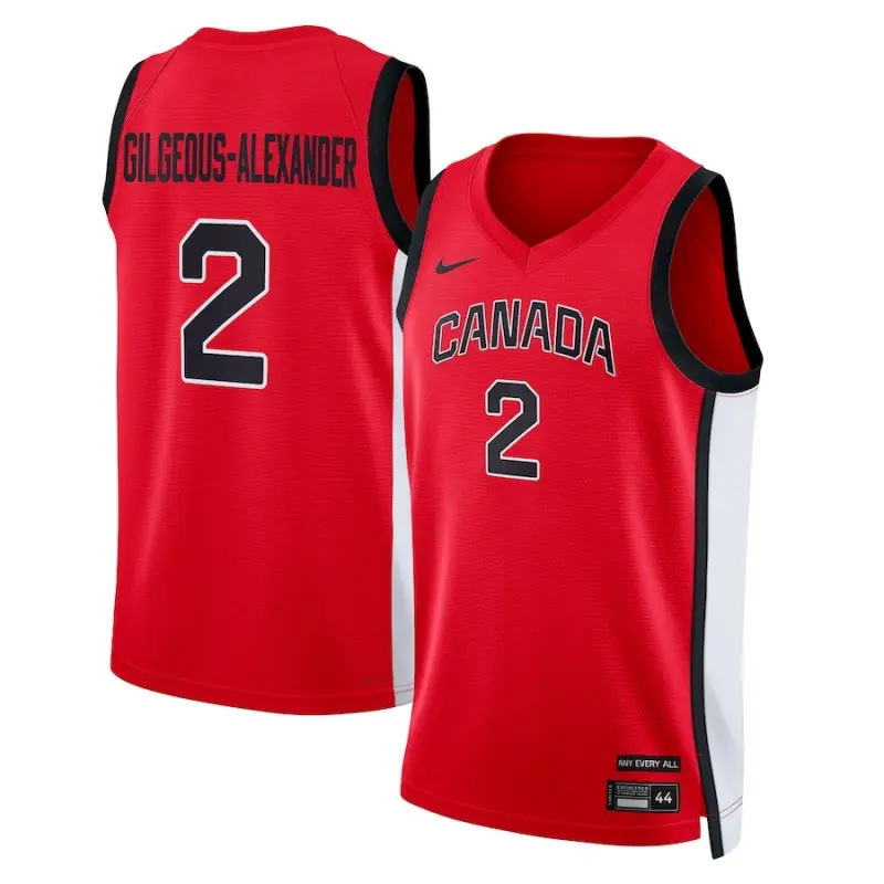 Camiseta Shaivonte Aician Gilgeous-Alexander #2 Canada 2024 Edición Olímpica París Rojo