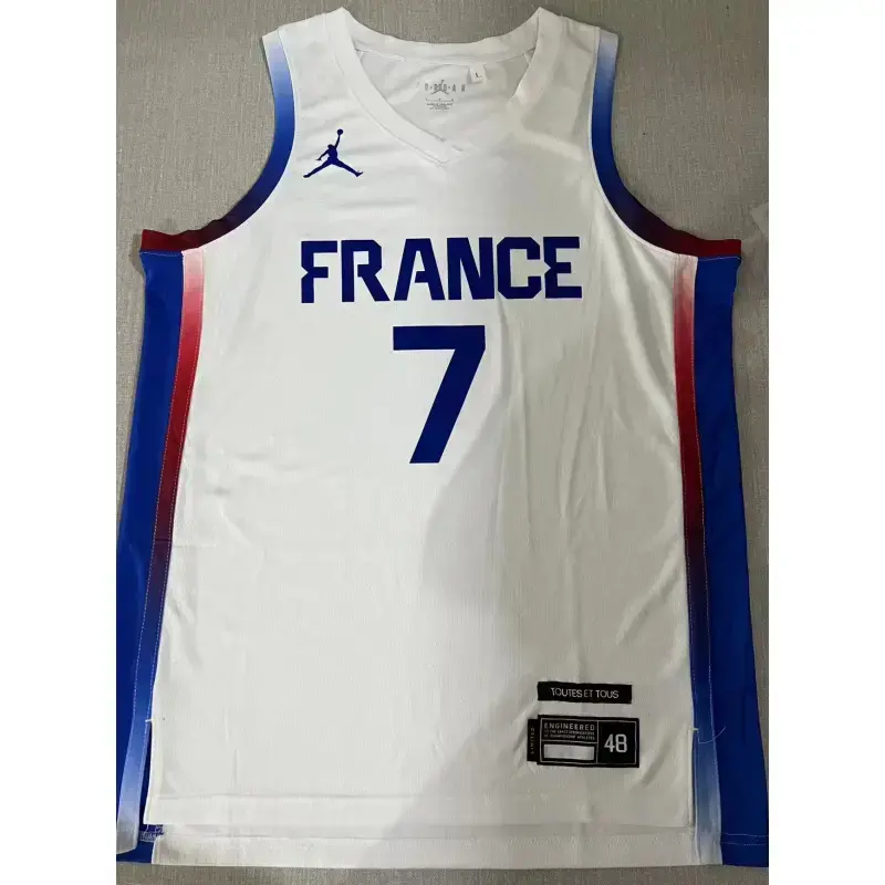 Camiseta Victor Guerschon Yabusele #7 France 2024 Edición Olímpica París Blanco