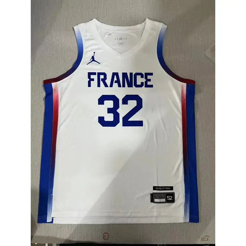 Camiseta Victor Wembanyama #32 France 2024 Edición Olímpica París Blanco