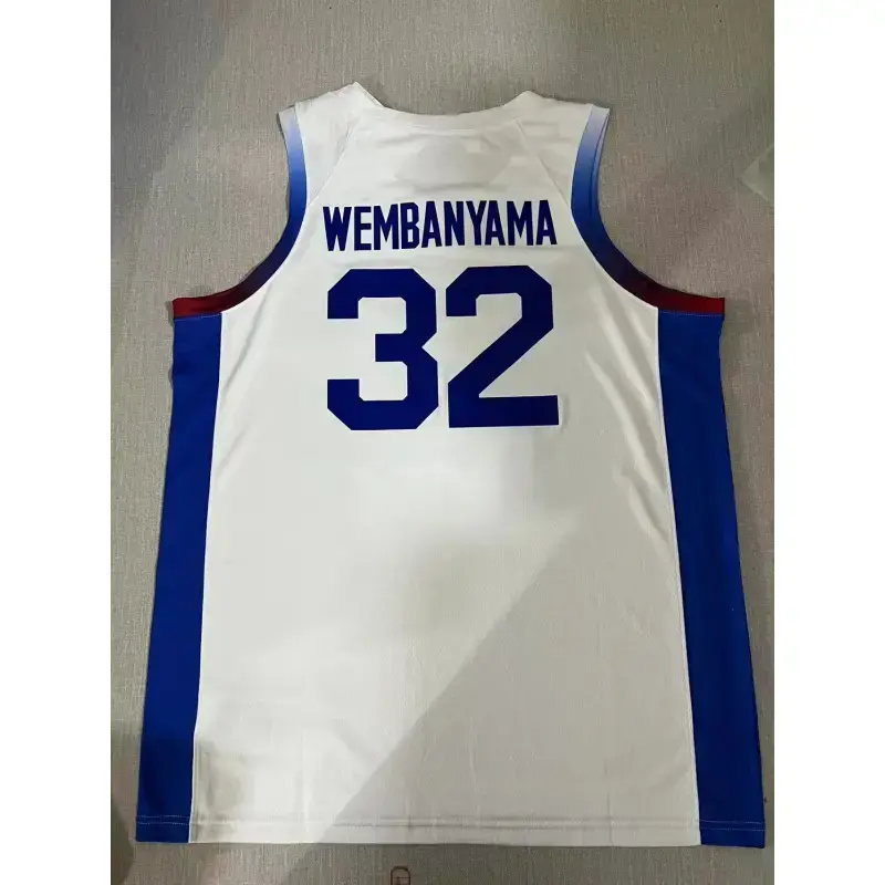 Camiseta Victor Wembanyama #32 France 2024 Edición Olímpica París Blanco Camiseta Victor Wembanyama #32 France 2024 Edición Olímpica París Blanco