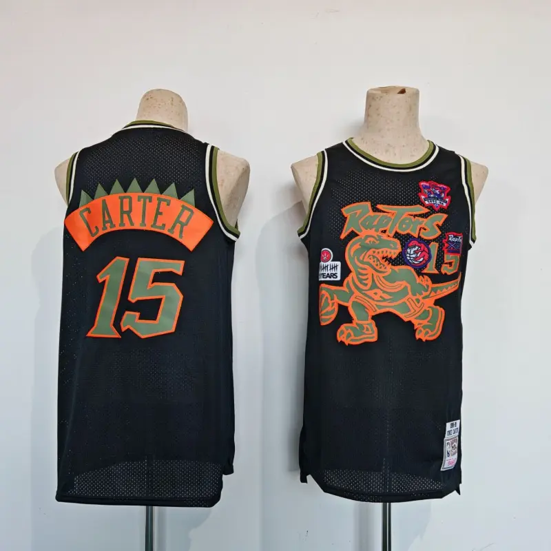 Camiseta  Vince Carter #15 Toronto Raptors Flight Edition Negro