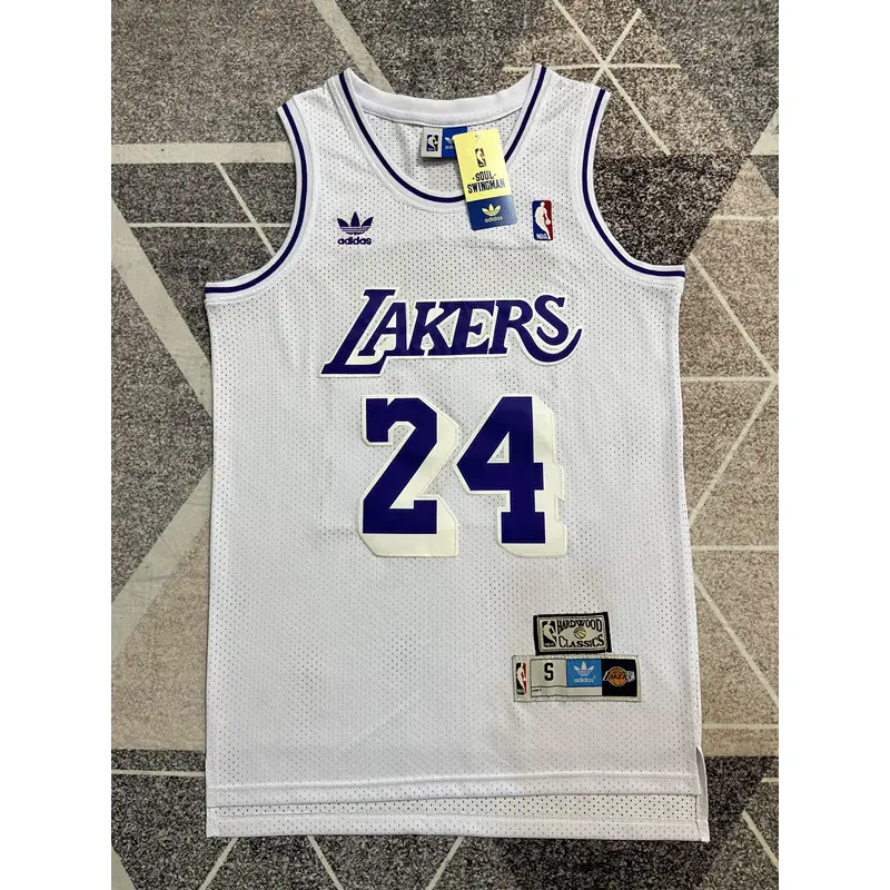 Camiseta Kobe Bryant #24 Los Angeles Lakers Trébol Logo Blanco