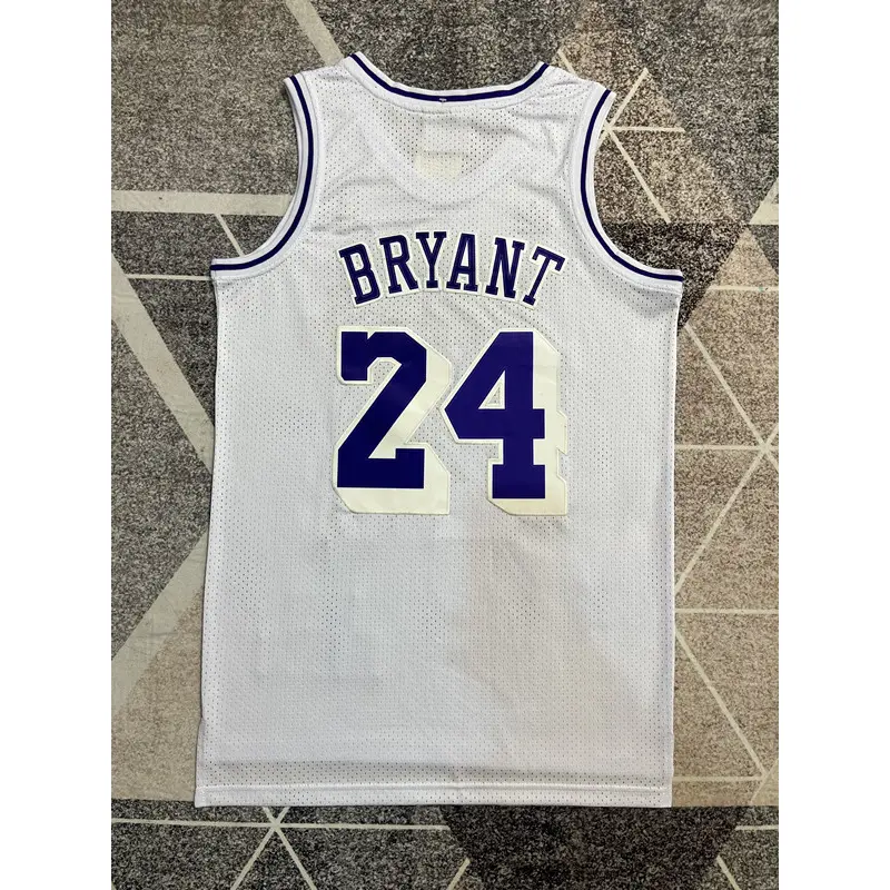 Camiseta Kobe Bryant #24 Los Angeles Lakers Trébol Logo Blanco