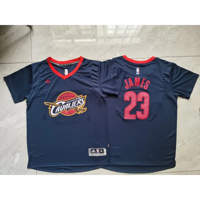 Camiseta LeBron James #23 Cleveland Cavaliers Azul Oscuro