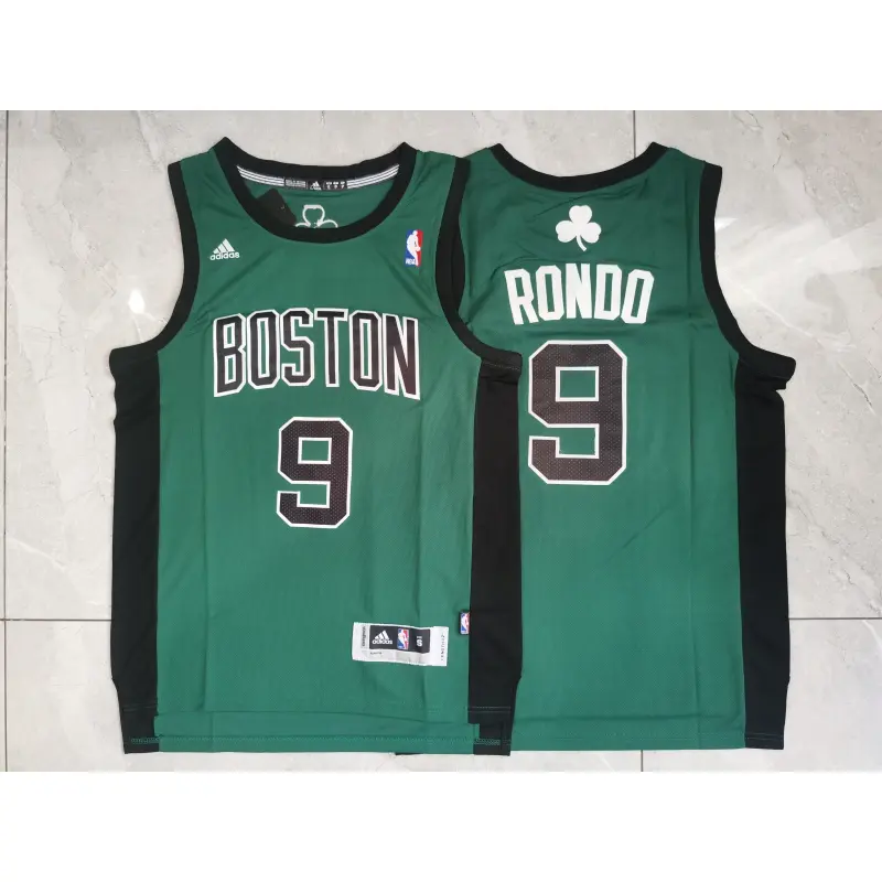 Camiseta Rajon Rondo #9 Boston Celtics Negro/Verde Camiseta Rajon Rondo #9 Boston Celtics Negro/Verde
