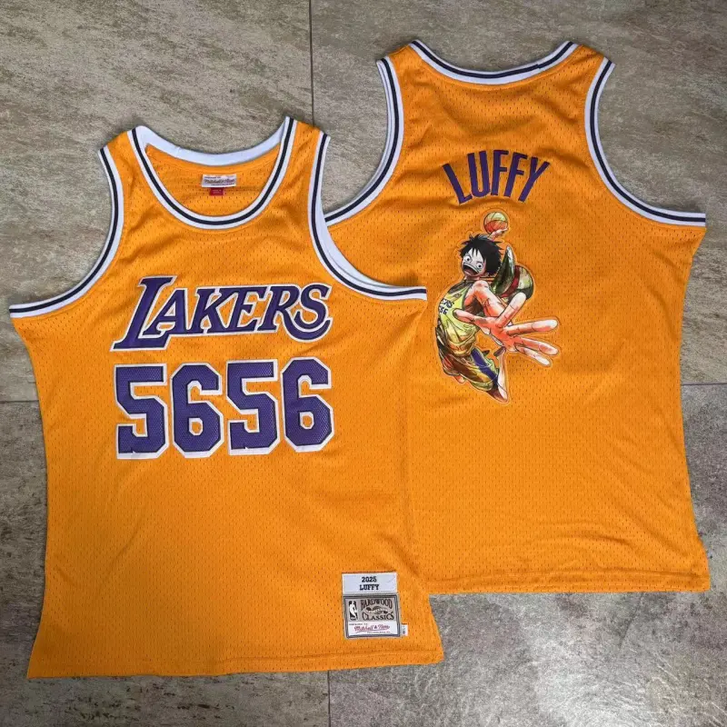 Camiseta Luffy #5656 Los Angeles Lakers x One Piece Amarillo
